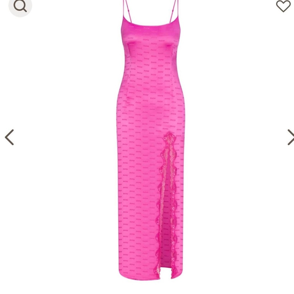 SKIMS Jacquard Lace Long Slip Dress - NWT - Hot Pink - XS - Picture 4 of 8